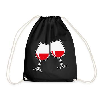 2 Rotweingläser (Rotwein / Wein / Bauchig / Zu 3C) - Turnbeutel - Schwarz - Vorne