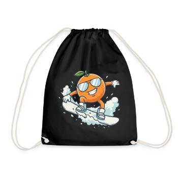 Coole Snowboard Orange mit Sonnenbrille - Turnbeutel - Schwarz - Vorne