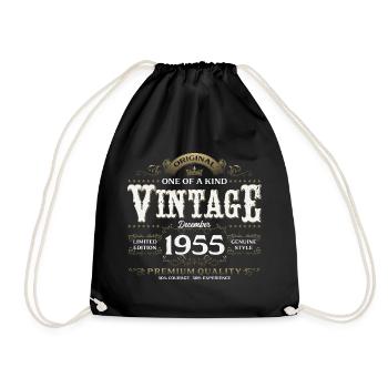 70th Birthday Vintage December Vintage 1955 - Drawstring Bag - black - Front