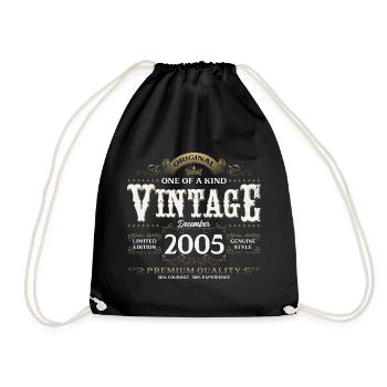 20th Birthday Vintage December Vintage 2005 - Drawstring Bag - black - Front