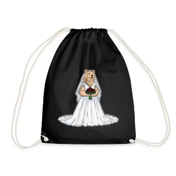 Bear Bridal Roses Wedding - Drawstring Bag - black - Front