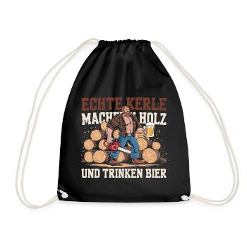 Real Guys Wood and Beer Power - Drawstring Bag - black - Front