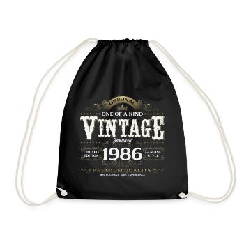 40e anniversaire Millésime de janvier 1986 - Sac de sport léger - noir - Devant