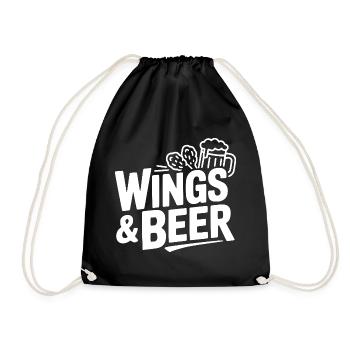 Wings and Beer - Drawstring Bag - black - Front