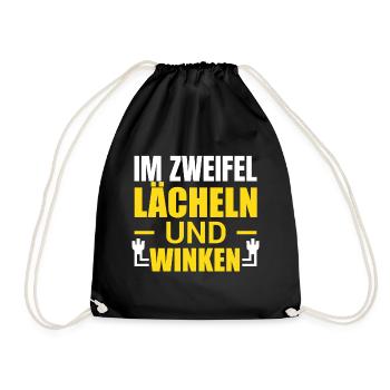 Im Zweifel lächeln und winken - Turnbeutel - Schwarz - Vorne