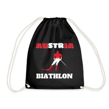 Biathlet Silhouette Rot Weiß Österreich - Turnbeutel - Schwarz - Vorne