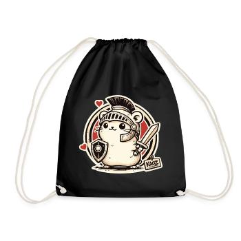 Hamster guerrier gladiateur avec bouclier et épée - Sac de sport léger - noir - Devant
