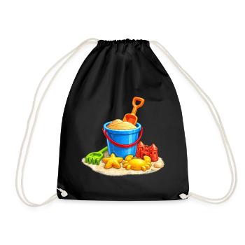 Jouets de plage dans le sable au bord de la mer - Sac de sport léger - noir - Devant