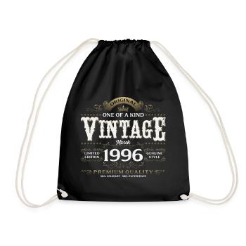30th Birthday Gift Husband Vintage March 1996 - Drawstring Bag - black - Front