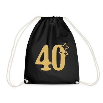 40th Birthday 40th Anniversary Gold Star - Drawstring Bag - black - Front