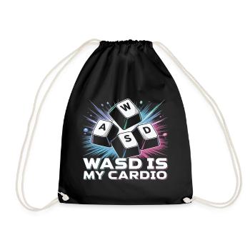 Funny Gaming Keyboard WASD My Cardio Gamer - Drawstring Bag - black - Front