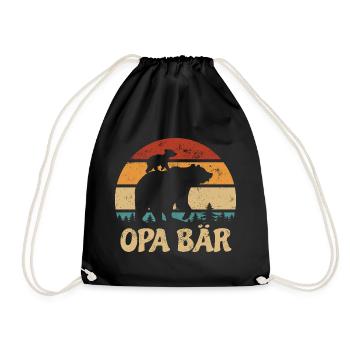 Grandpa Bear - Mother's Day - Vintage Gift - Drawstring Bag - black - Front