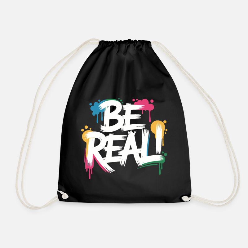 Be Real Graffiti Print - Turnbeutel - Schwarz
