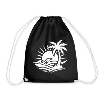 Palme Strand Ozean - Turnbeutel - Schwarz - Vorne