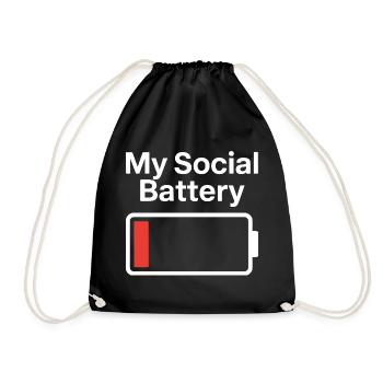 Social Battery Introvert Dead Battery Battery - Drawstring Bag - black - Front