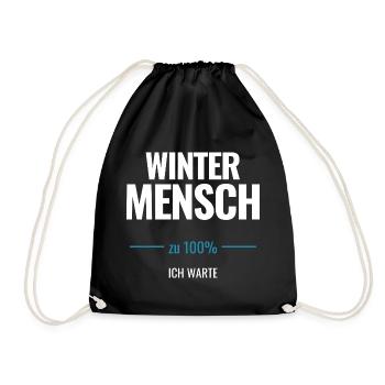 Winter Mensch zu 100% Ich warte - Turnbeutel - Schwarz - Vorne