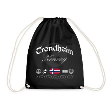 Trondheim Norway Streetwear Travel Souvenir - Drawstring Bag - black - Front