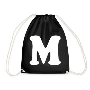 Large M Style Print | Letter M | M Logo - Drawstring Bag - black - Front