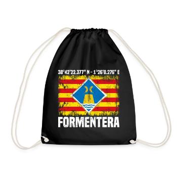 Formentera Koordinaten - Turnbeutel - Schwarz - Vorne