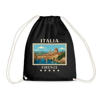 Italien Florenz Vintage Reisemarke - Turnbeutel - Schwarz - Vorne