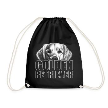Golden Retriever Porträt mit Schriftzug - Turnbeutel - Schwarz - Vorne