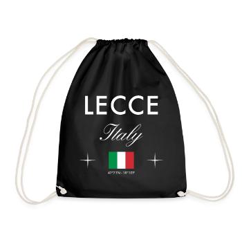 Lecce Italien Koordinaten Reise Souvenir - Turnbeutel - Schwarz - Vorne