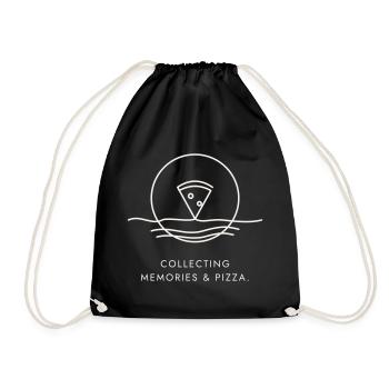 Pizza-Liebhaber-Geschenk – Erinnerungen sammeln & Pizza - Turnbeutel - Schwarz - Vorne