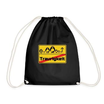 Ortsschild Pinguine Geschenk - Turnbeutel - Schwarz - Vorne