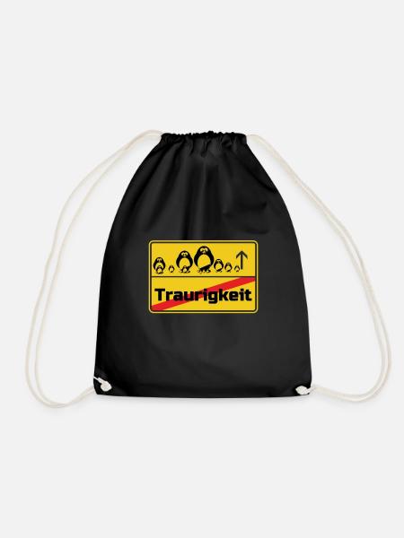 Ortsschild Pinguine Geschenk - Turnbeutel - Schwarz