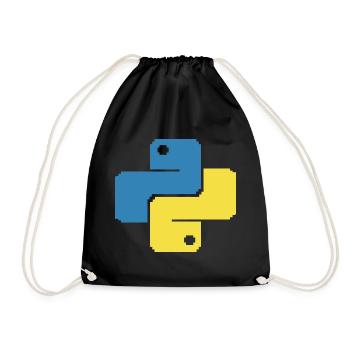 Python Pixelart - Turnbeutel - Schwarz - Vorne