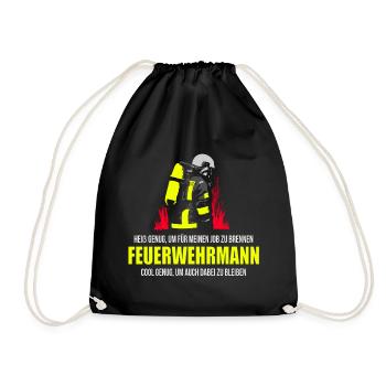 FEUERWEHRMANN HEIß & COOL FEUERWEHR GESCHENK - Turnbeutel - Schwarz - Vorne