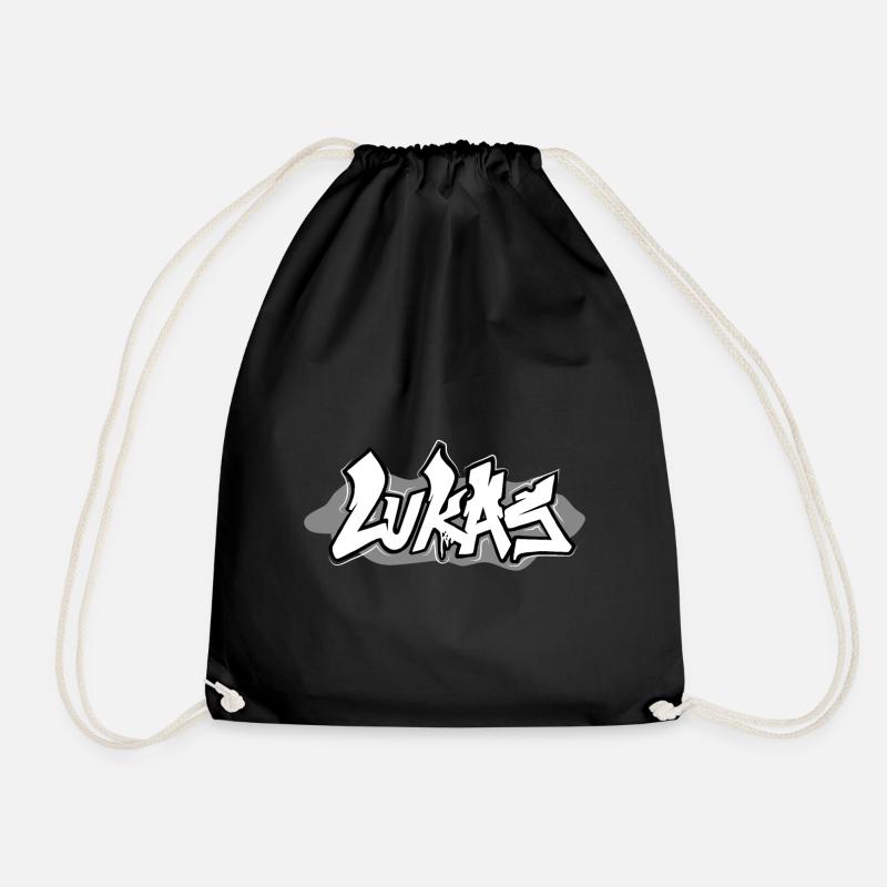 Graffiti Name Lukas - Turnbeutel - Schwarz