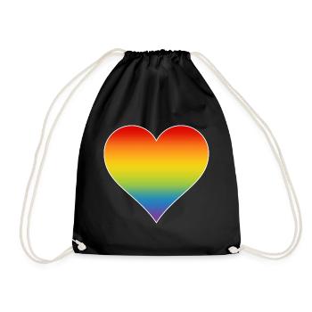 Regenbogen Herz - Turnbeutel - Schwarz - Vorne