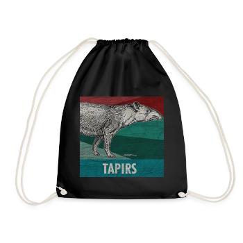 Tapir Animal Proboscis Zoo Animal Nature Retro Gift - Drawstring Bag - black - Front