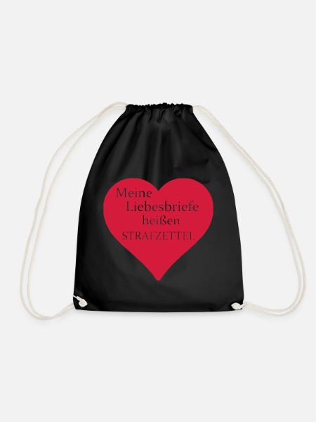 Strafzettel Liebe Spruch Geschenk Herz Polizei - Turnbeutel - Schwarz