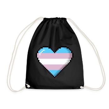 Transgender Pride 8Bit Pixel Herz - Turnbeutel - Schwarz - Vorne