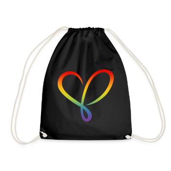 Heart LGBT rainbow love valentines flourishes - Drawstring Bag - black - Front