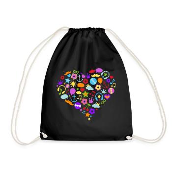 colorful heart - Drawstring Bag - black - Front