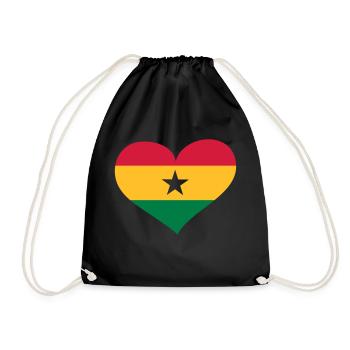 Ghana Herz; Heart Ghana - Drawstring Bag - black - Front