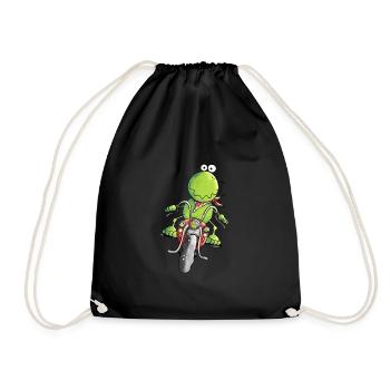 Biker Frog T Shirt I Motorcyclist Funshirt Mot - Drawstring Bag - black - Front