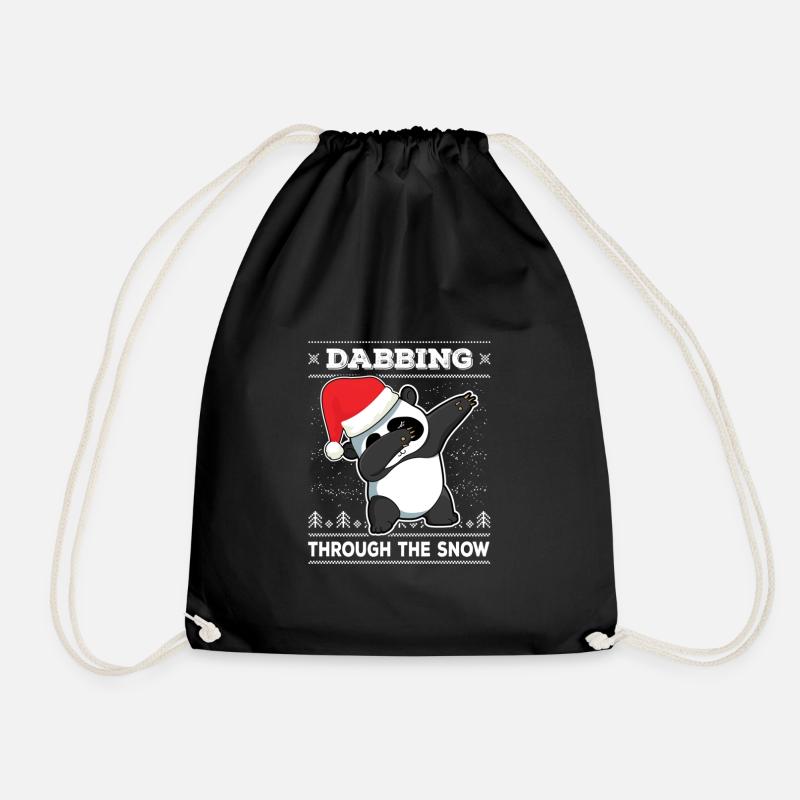 Dabbing Through The Snow Panda Dab Ugly Christmas - Turnbeutel - Schwarz