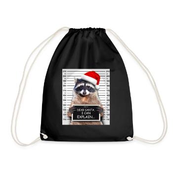 Dear Santa I Can Explain Funny Christmas Wasc - Drawstring Bag - black - Front