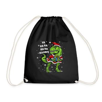 Dinosaur Christmas Fa Ra Ra Rawr T rex Santa Boys - Drawstring Bag - black - Front