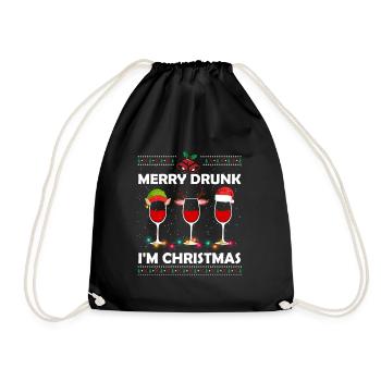 Ugly Christmas Wein Bier Merry Drunk Im Christmas - Sac de sport léger - noir - Devant