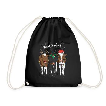 Renne Santa Vaches Funny Farm Christmas Animal Lo - Sac de sport léger - noir - Devant