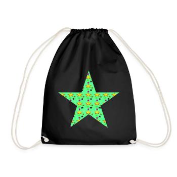 Star with stars - Drawstring Bag - black - Front