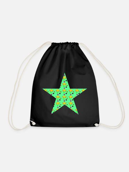 Star with stars - Drawstring Bag - black