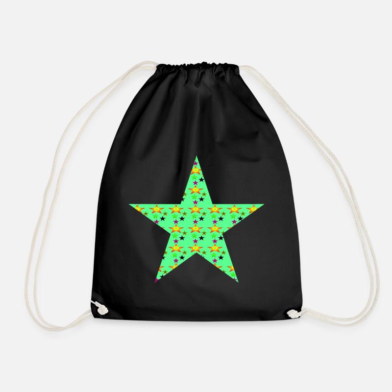 Star with stars - Drawstring Bag - black