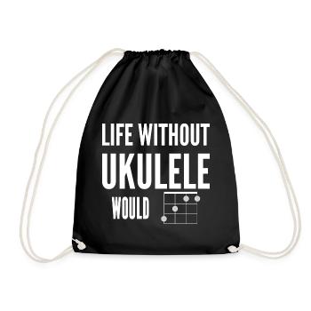 Life Without Ukulele Would Be Flat (Bb) Uke Joke - Drawstring Bag - black - Front