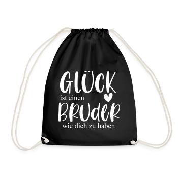 Glück Bruder Geschenk Geburtstag Danke - Turnbeutel - Schwarz - Vorne